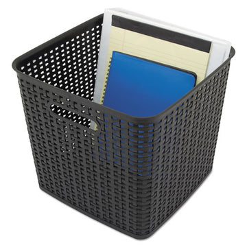 Advantus Plastic Weave Bin, Extra Large, 12.5" X 12.5" X 11.13", Black, 2-pack freeshipping - TVN Wholesale